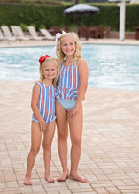 Collette Peplum Swim, Patriotic Stripes