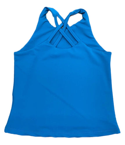 Cross Back Blue Top - Athleisure (Ready to Ship)