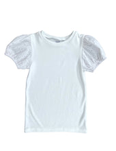 Puff Sleeve Eyelet Top BE Basic, White