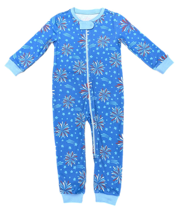 Boys One Piece Zip Up Jammies, Fireworks Knit Lounge