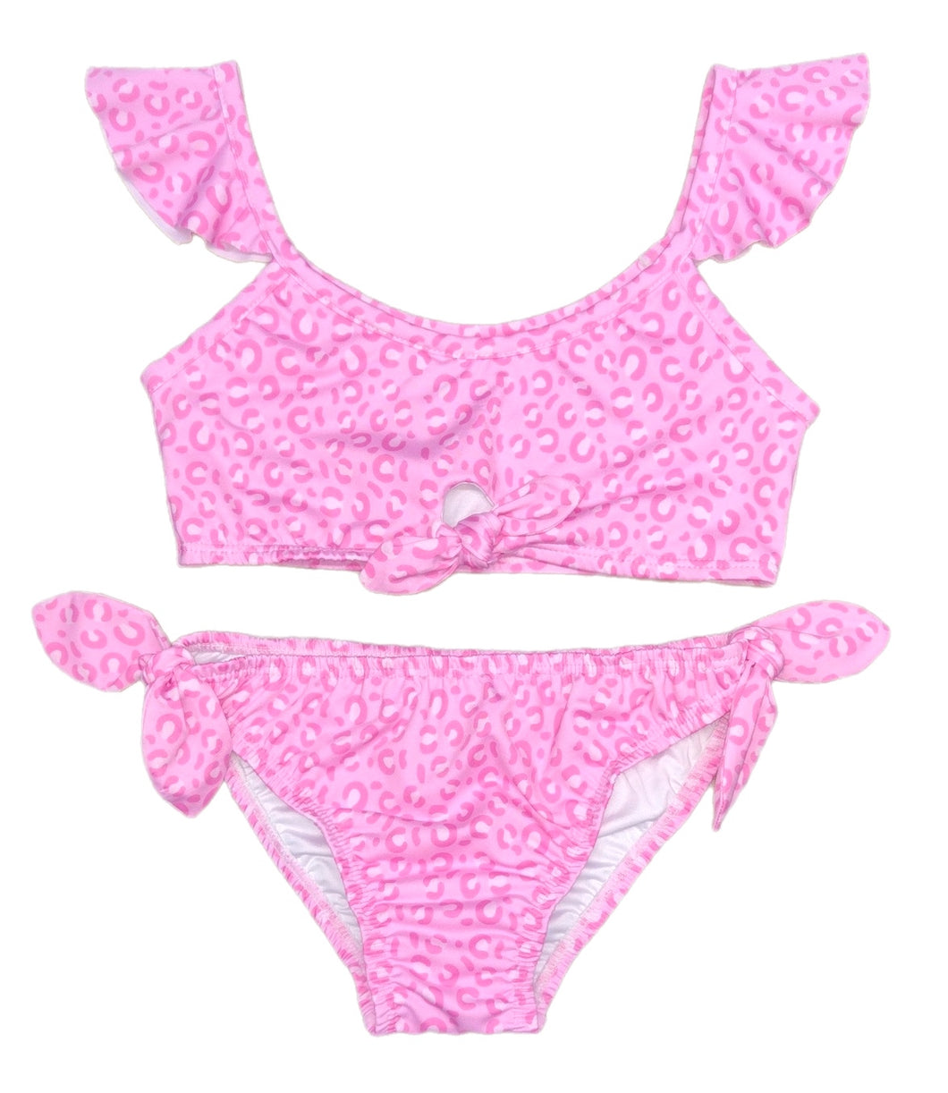 Two Piece Knot Swim BE, Pink Cheetah (Ready to Ship)