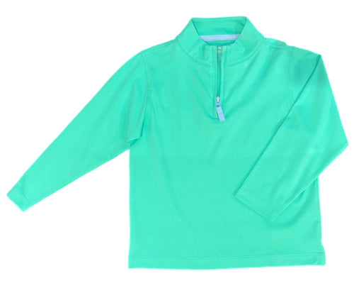 Boys Basics Samuel Zip Up, Light Green w/ Blue Accents (Ready to Ship)