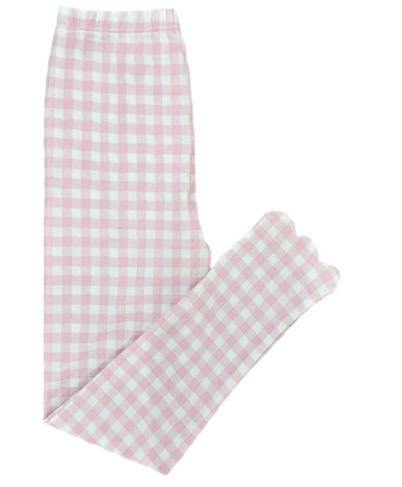 Basics Knit Leggings, Light Pink Gingham