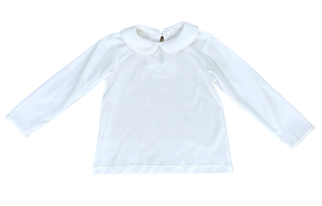 Boys White Knit Top, Ella Floral (Ready to Ship)