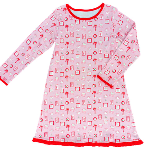 Girls Lounge Dress, Letters to Santa Knit (Ready to Ship)