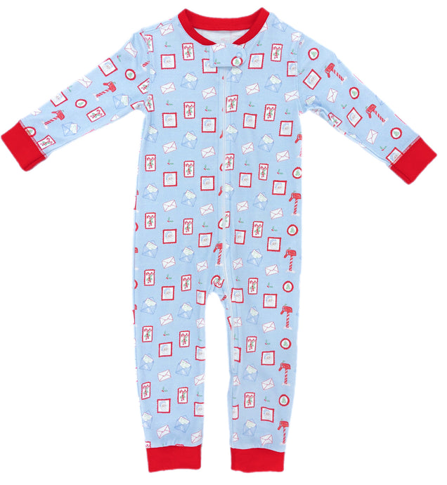 Boys One Piece Zip Up Jammies, Letters to Santa Knit