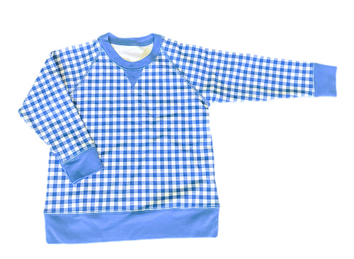 Unisex Sweatshirt, Blue Gingham (Ready to Ship)