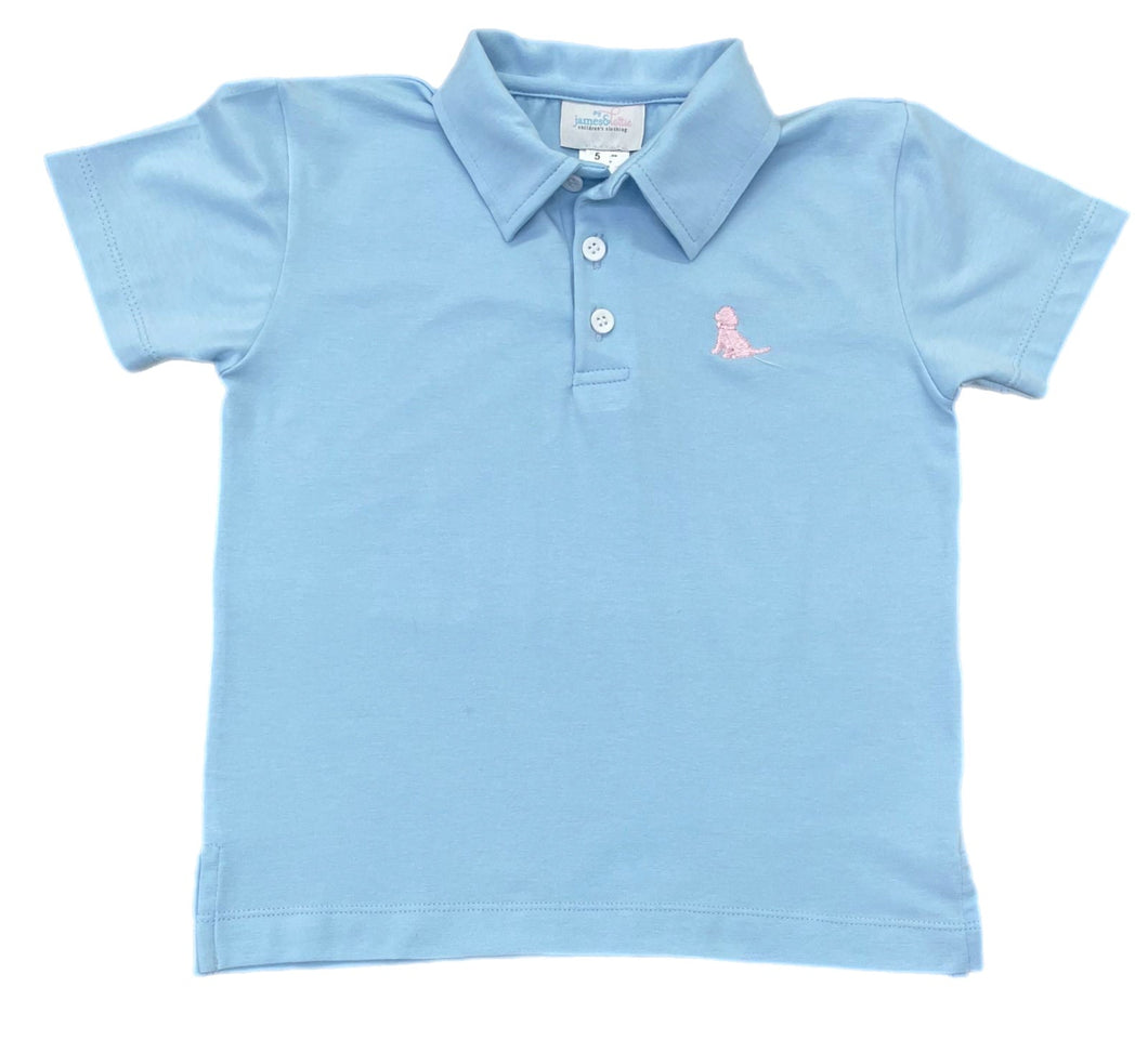 Blue Polo w/ Pink Puppy, Boys Pastel Plaid