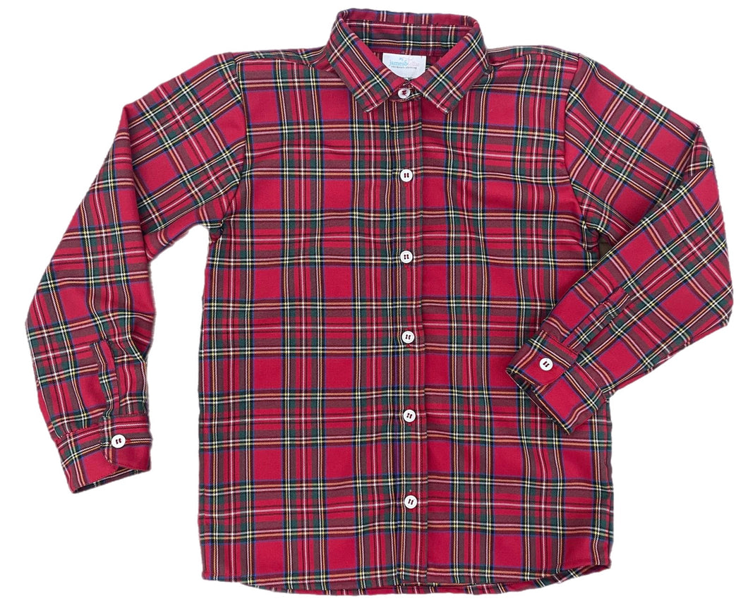 Ryan Dress Shirt, Red Christmas Plaid (Ready to Ship)