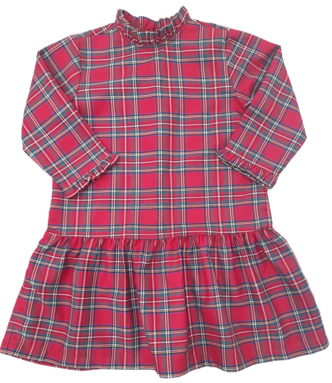 Penelope Dropwaist Dress, Red Christmas Plaid (Ready to Ship)