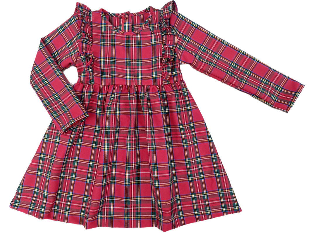 Harper Dress, Red Christmas Plaid (Ready to Ship)