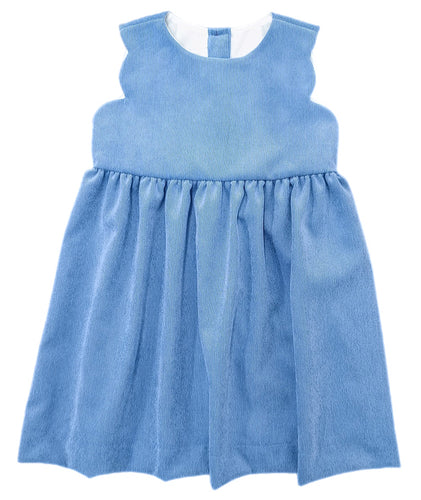 Savannah Scalloped Jumper, French Blue Cord (Ready to Ship)