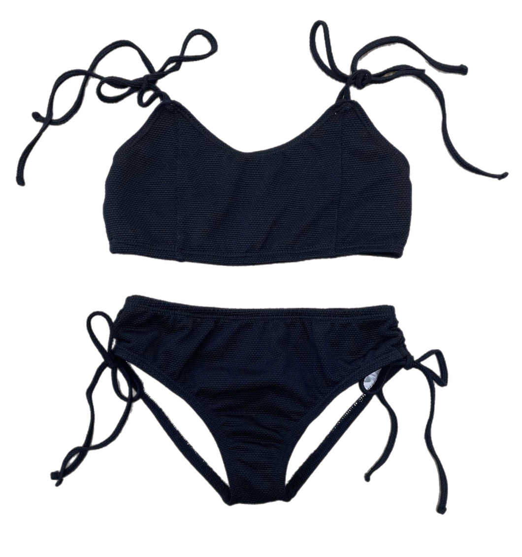 Two Piece Swim, Textured Black Triangle BE