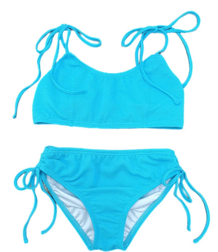 Two Piece Swim, Textured Blue Triangle BE