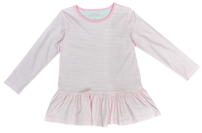 Basics Peggie Peplum Knit Top, Light Pink Stripe