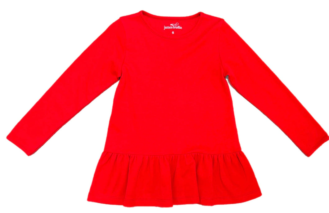 Basics Peggie Peplum Knit Top, Red