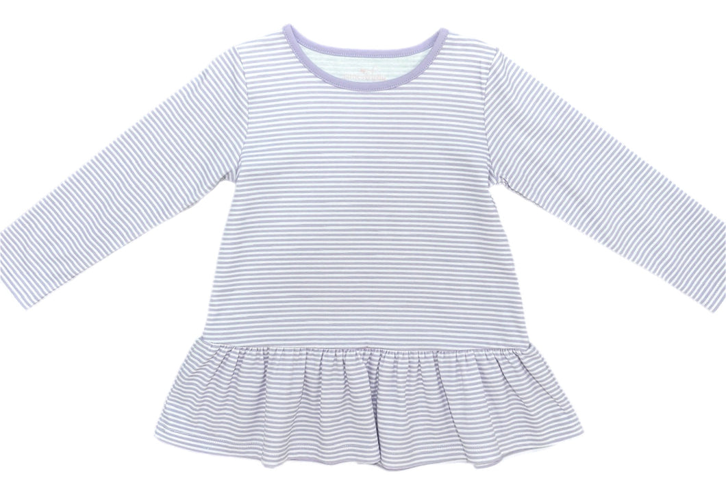 Basics Peggie Peplum Knit Top, Lavender Stripe