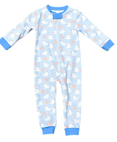 Boys One Piece Zip Up Jammies, Ghost (Ready to Ship)