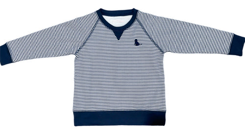 Boys Basics Sam Sweatshirt, Navy Stripe (Ready to Ship)