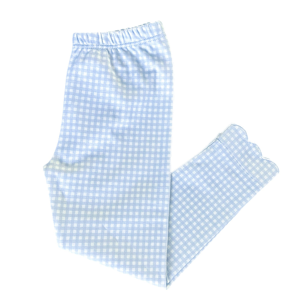 Basics Knit Leggings, Light Blue Gingham