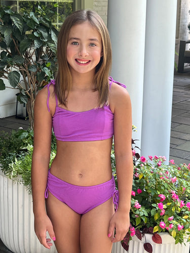 Two Piece Swim, Textured Purple Triangle BE