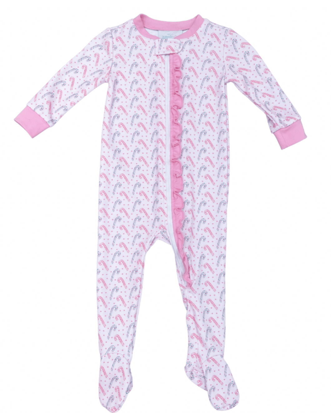 Girls One Piece Zip Up Jammies, Candy Cane