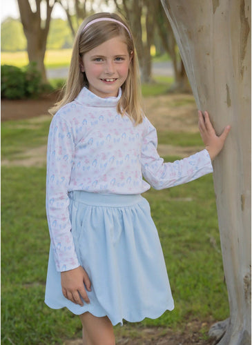 Sophie Scalloped Skirt, Blue Cord