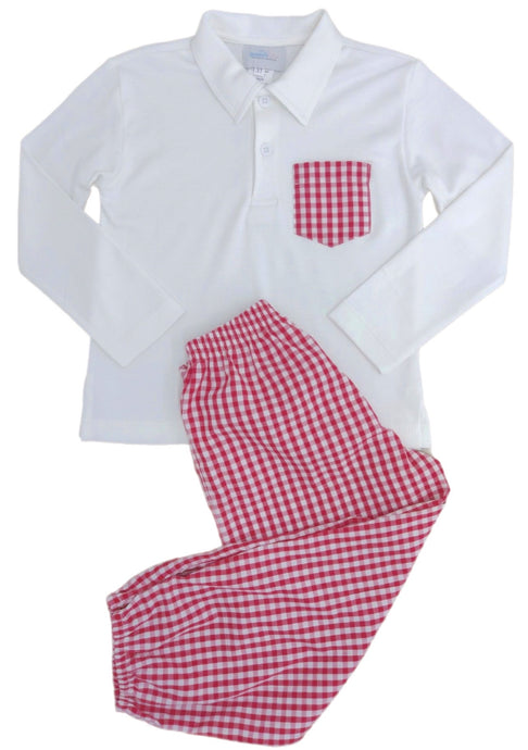 Carter Pant Set, Red Gingham