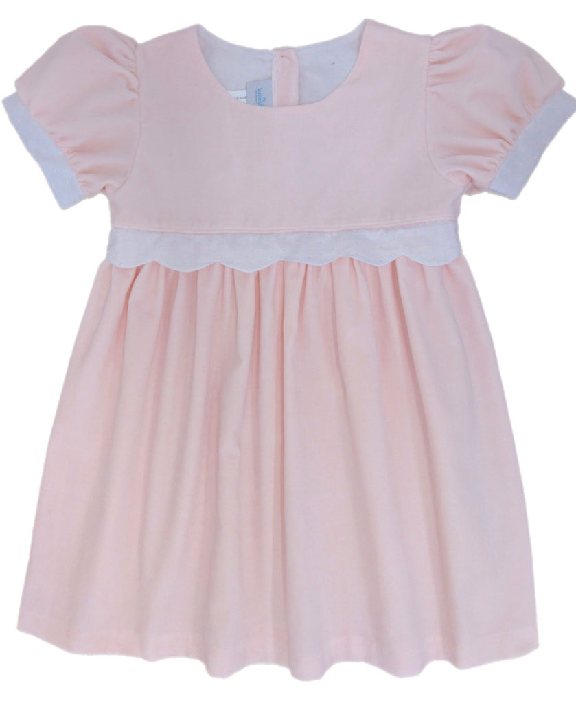 Samantha Scalloped Dress, Pink Velveteen – James and Lottie INC