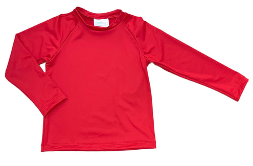 Sammy Swim Long Sleeve Rash Guard, Red (Ready to Ship)