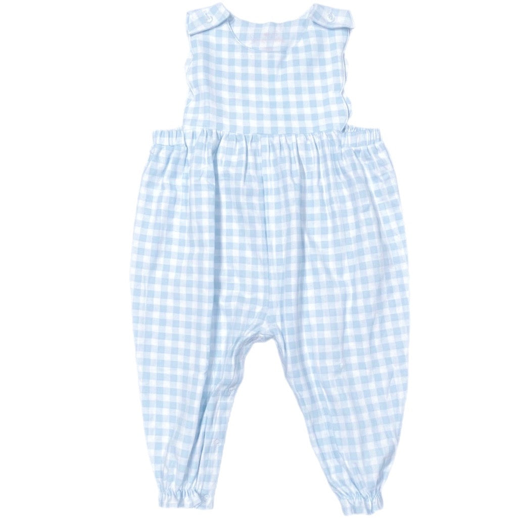 Basics Knit Savannah Scalloped Longall, Blue Gingham (Ready to Ship)