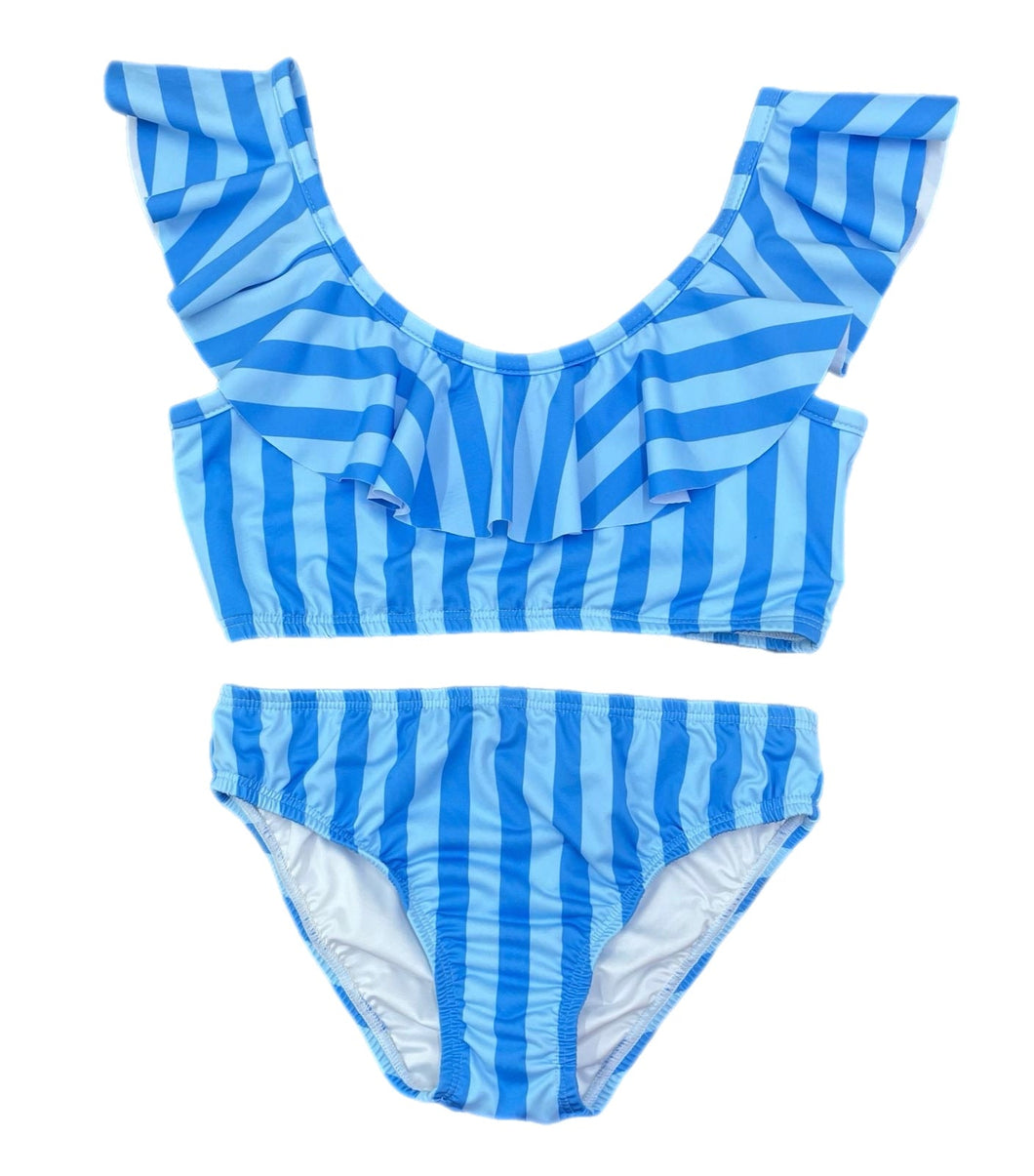 Two Piece Swim, Blue on Blue Stripe BE