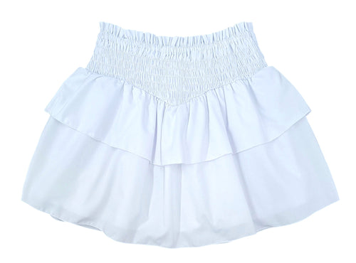 Smocked Woven Skirt BE, White