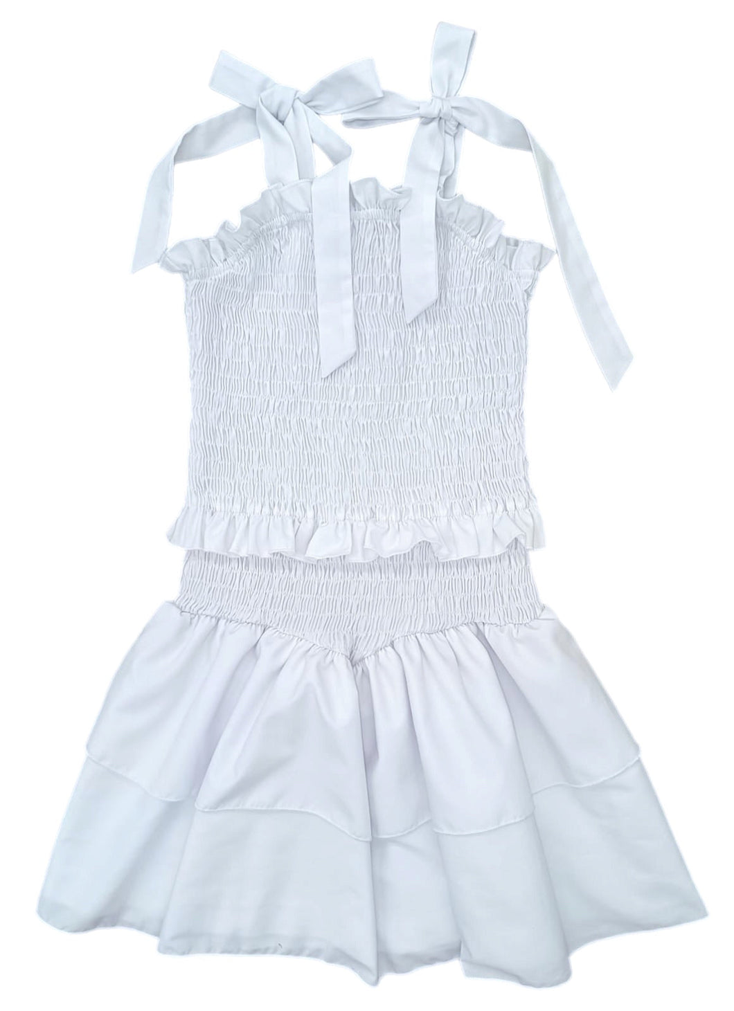 Smocked Woven Dress BE, White