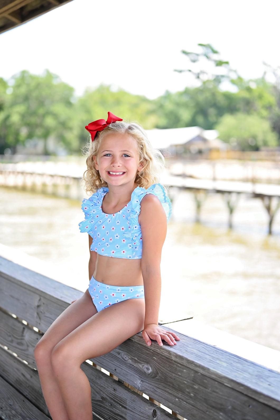 Loren Two Piece Swim, Patriotic Daisy