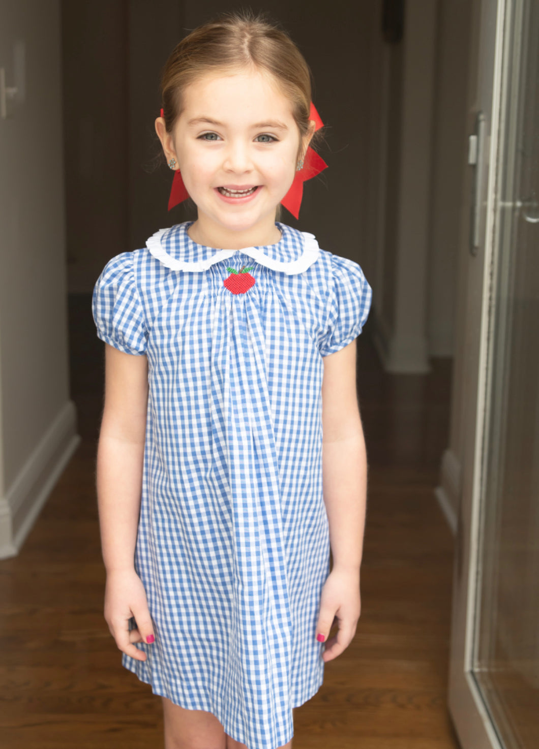 Sage Smocked Dress, Back to School Apple