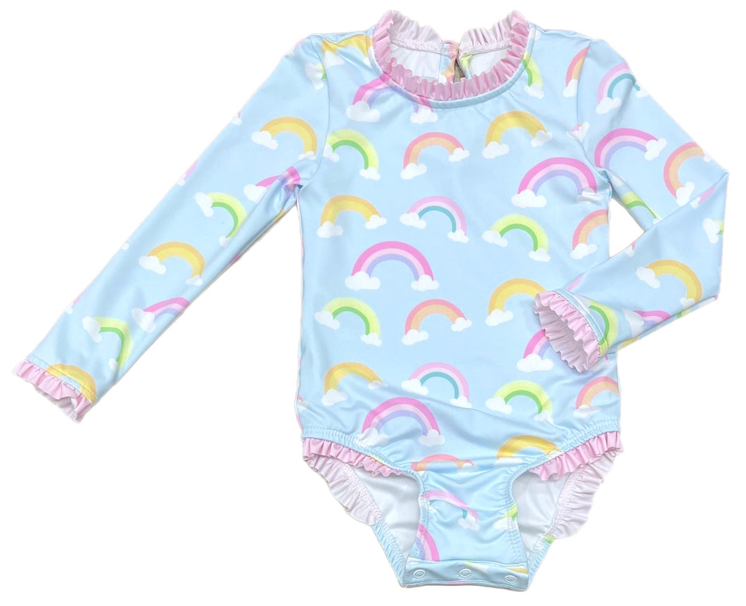 Leighton Rash Guard Swim, Blue Rainbow