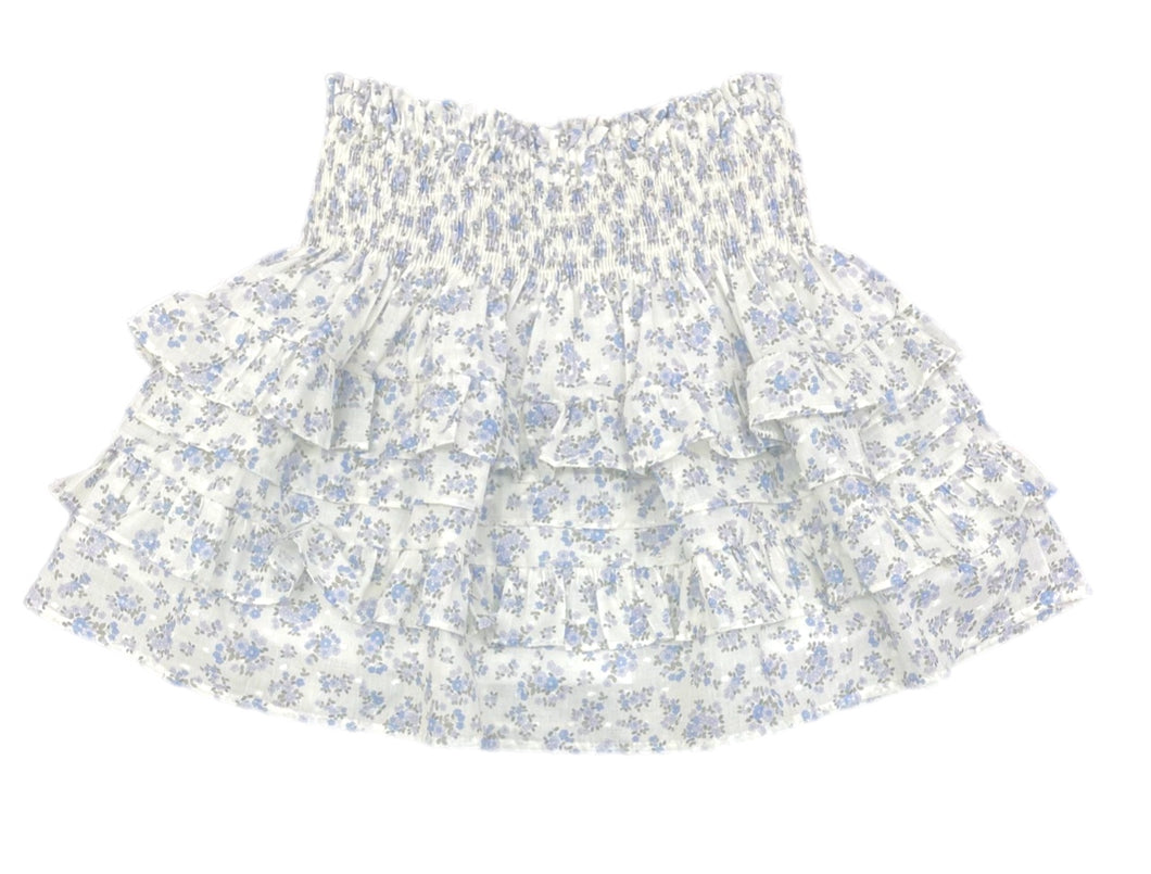 Smocked Skirt, Blue Floral Swiss Dot BE (Ready to Ship)