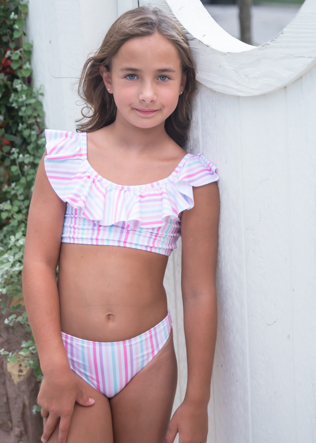 Two Piece Ruffle Swim BE, Stripe