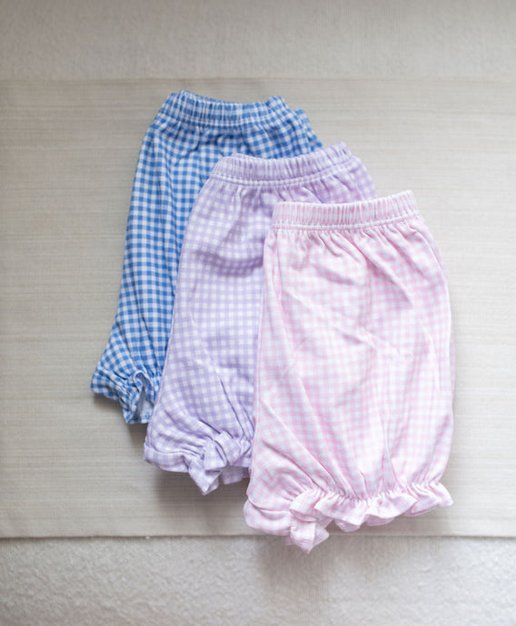 Girls Pima Knit Bloomers, Pink Gingham