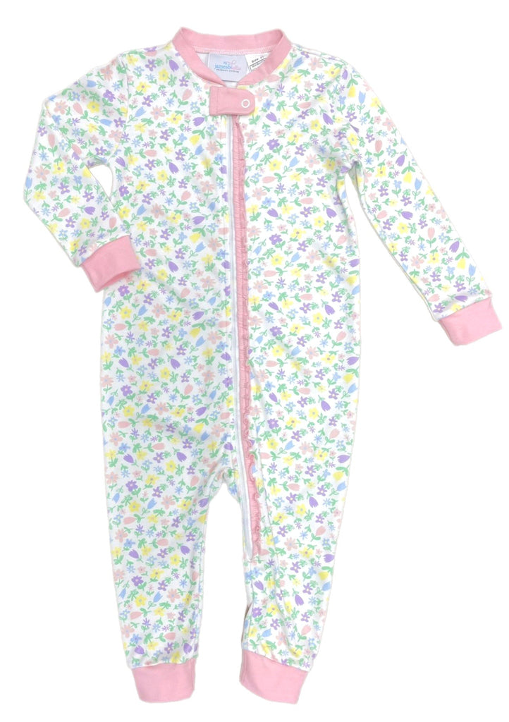 Girls One Piece Zip Up Jammies, Full Bloom – James and Lottie INC