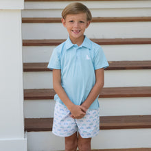 Blue Polo with White Puppy